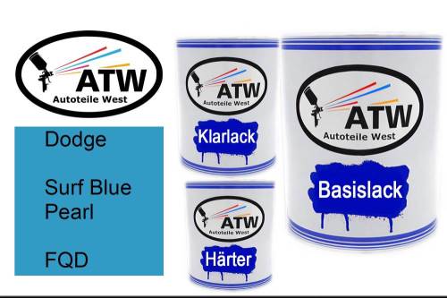 Dodge, Surf Blue Pearl, FQD: 1L Lackdose + 1L Klarlack + 500ml Härter - Set, von ATW Autoteile West.